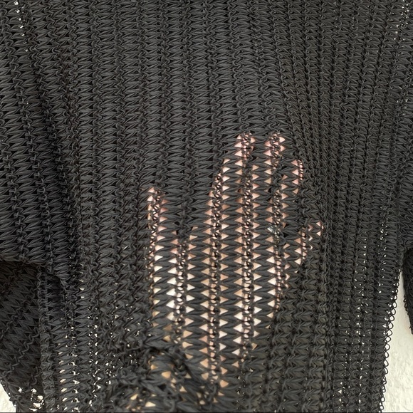Zara black open crochet top 3/4 sleeves XS - Picture 4 of 6